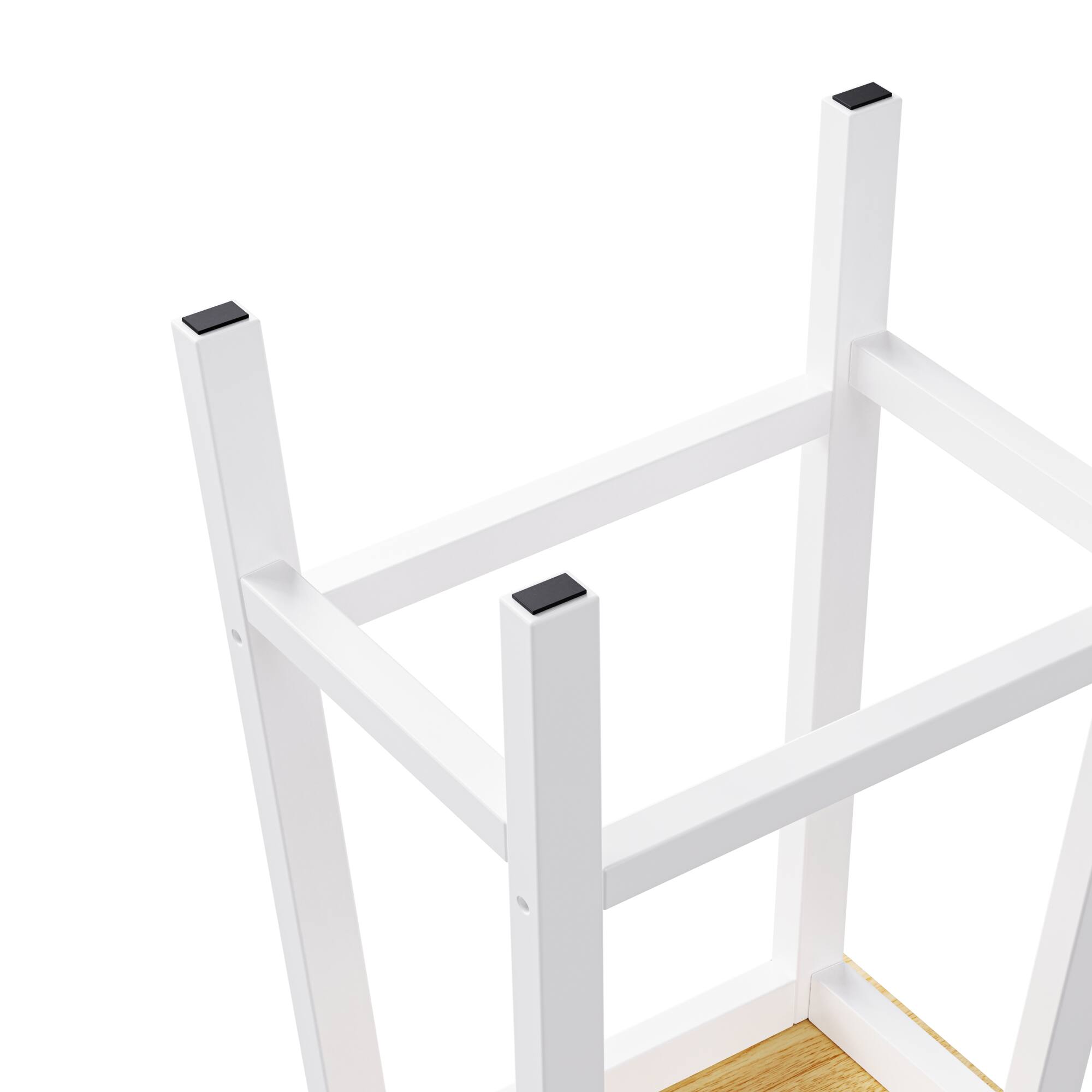 Alt View 1. GOODSILO - Set of 2 Solid Wood Bar Stools with Footrests, Farmhouse Style Counter Height Stools - White.