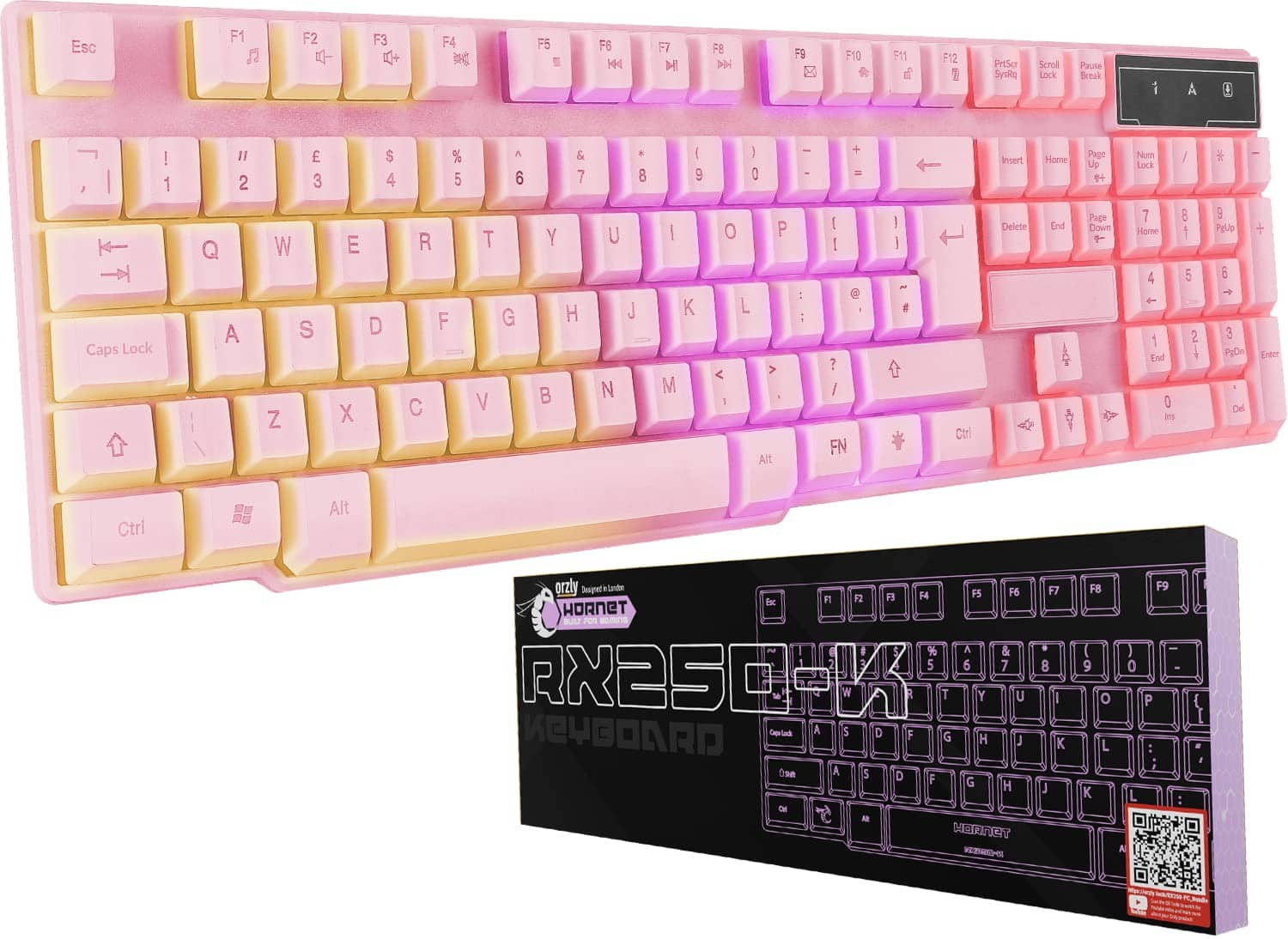 COTTAGE - Gaming Usb Rainbow Keyboards Designed For Pc Gamers Ps4 Ps5 Laptop Rx 250 Hornet Edition Brand - Pink