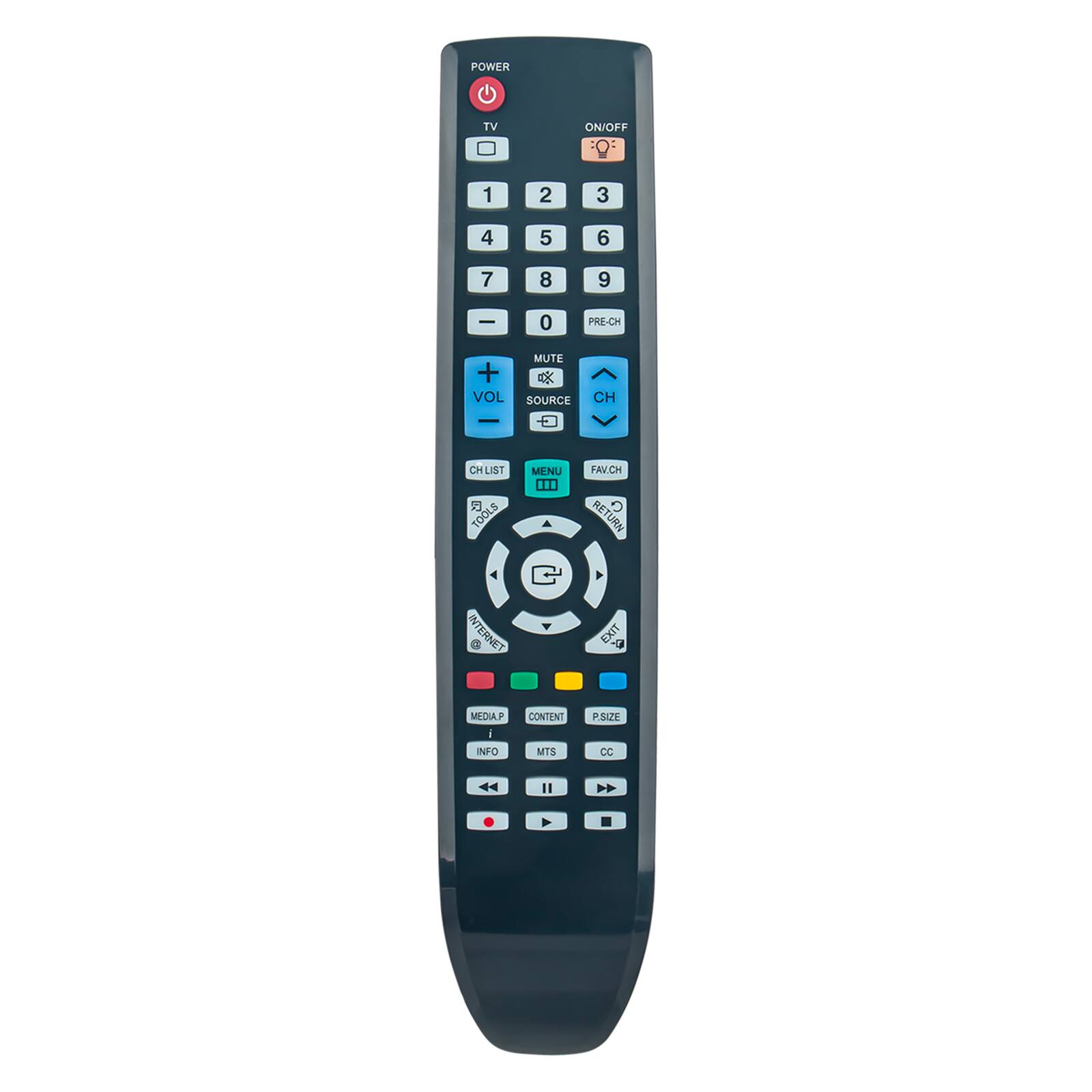 POWER TV ON/OFF 1 2 3 4 5 6 7 8 9 0 PRE-CH + VOL MUTE SOURCE CH CH LIST TOOLS MENU FAV.CH RETURN INTERNET BT MEDIA P INFO CONTENT P SIZE CC