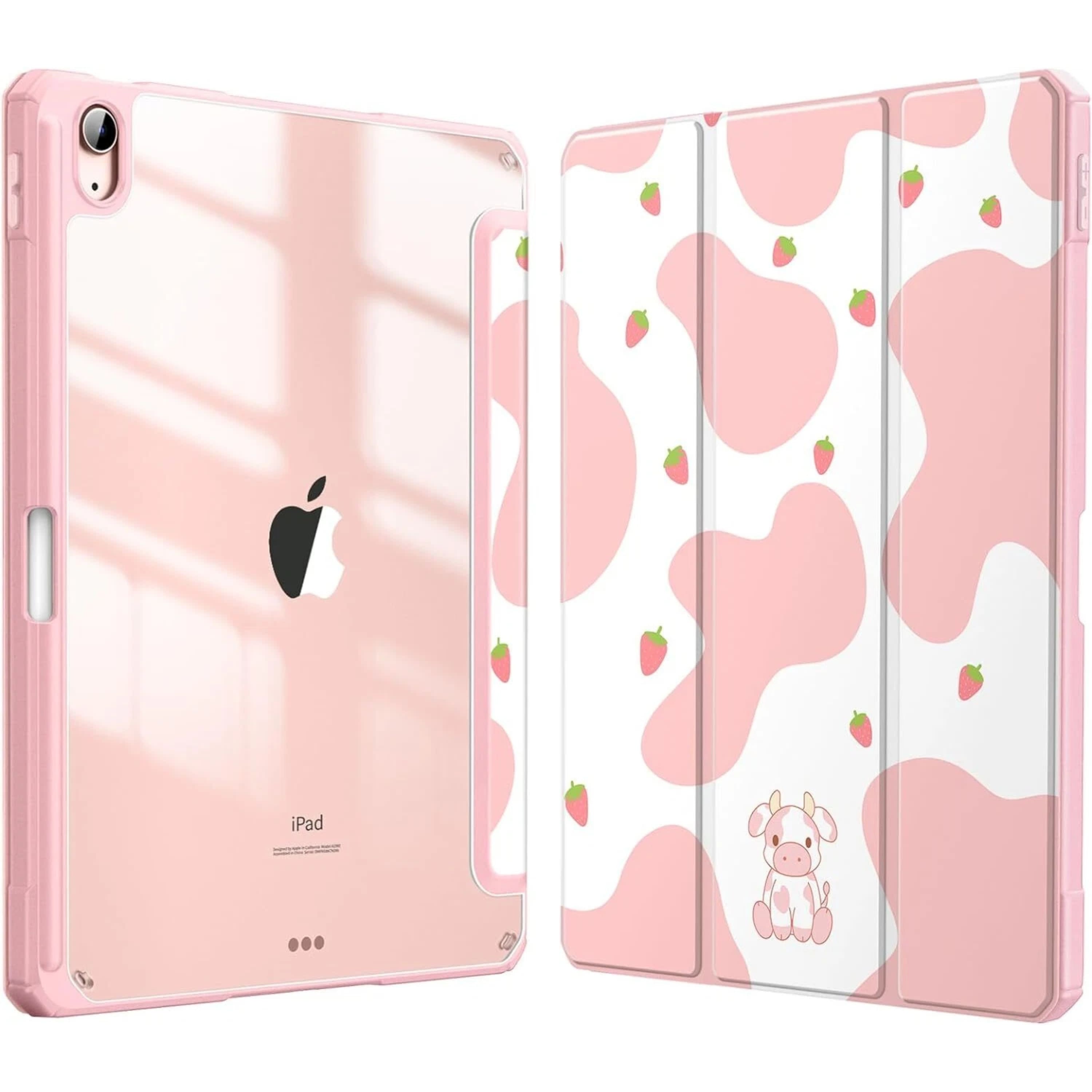 Kitcheniva - Shockproof Hybrid Slim Case For iPad Air 11 Inch M2 2024 With Pencil Holder - Strawberry Cow