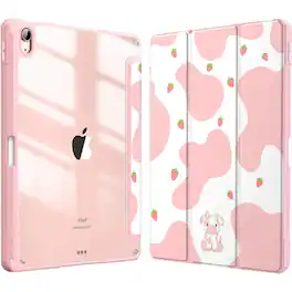 Kitcheniva - Shockproof Hybrid Slim Case For iPad Air 11 Inch M2 2024 With Pencil Holder - Strawberry Cow
