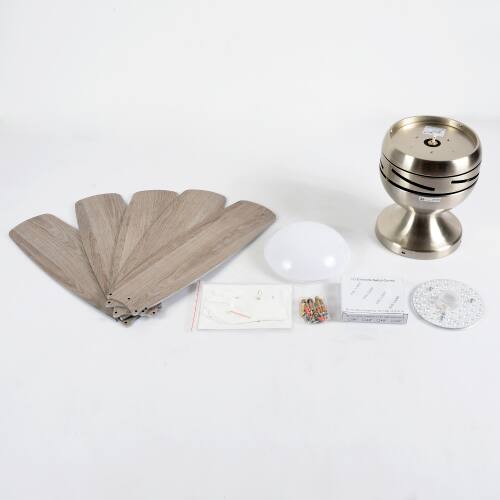 Alt View 4. LUCKY ONE - 52" Ceiling Fan with Light Remote 5 Plywood Blades DC Motor 6-Speed - Nickel.