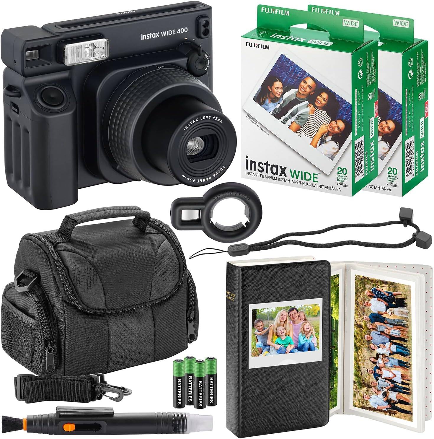 instax WIDE 400  
FUJIFILM  
instax WIDE LENS 15mm  
INSTAX  
instax WIDE 20  
INSTANT FILM/FILM WIDE  
PELICULA INSTANTANEA  
BATTERIES