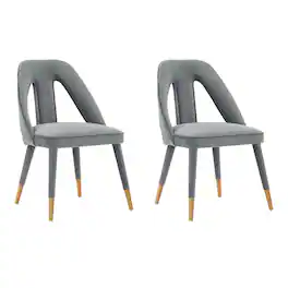 Manhattan Comfort - Neda Modern Upholstered Velvet Dining Chair - Set of 2 - Gray