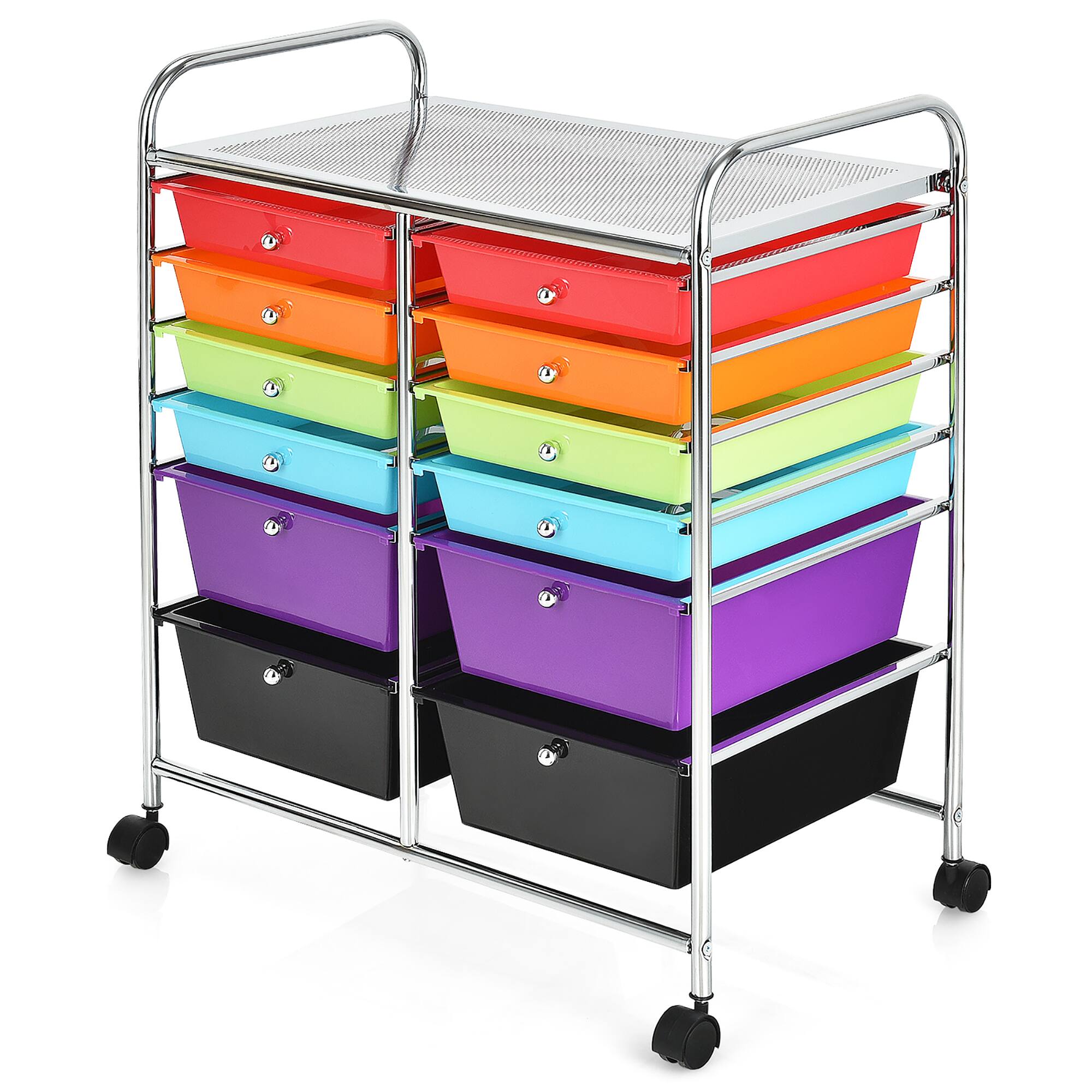 Alt View 1. Costway - 12 Drawers Rolling Cart Storage Scrapbook Paper Studio Organizer - Multicolor.