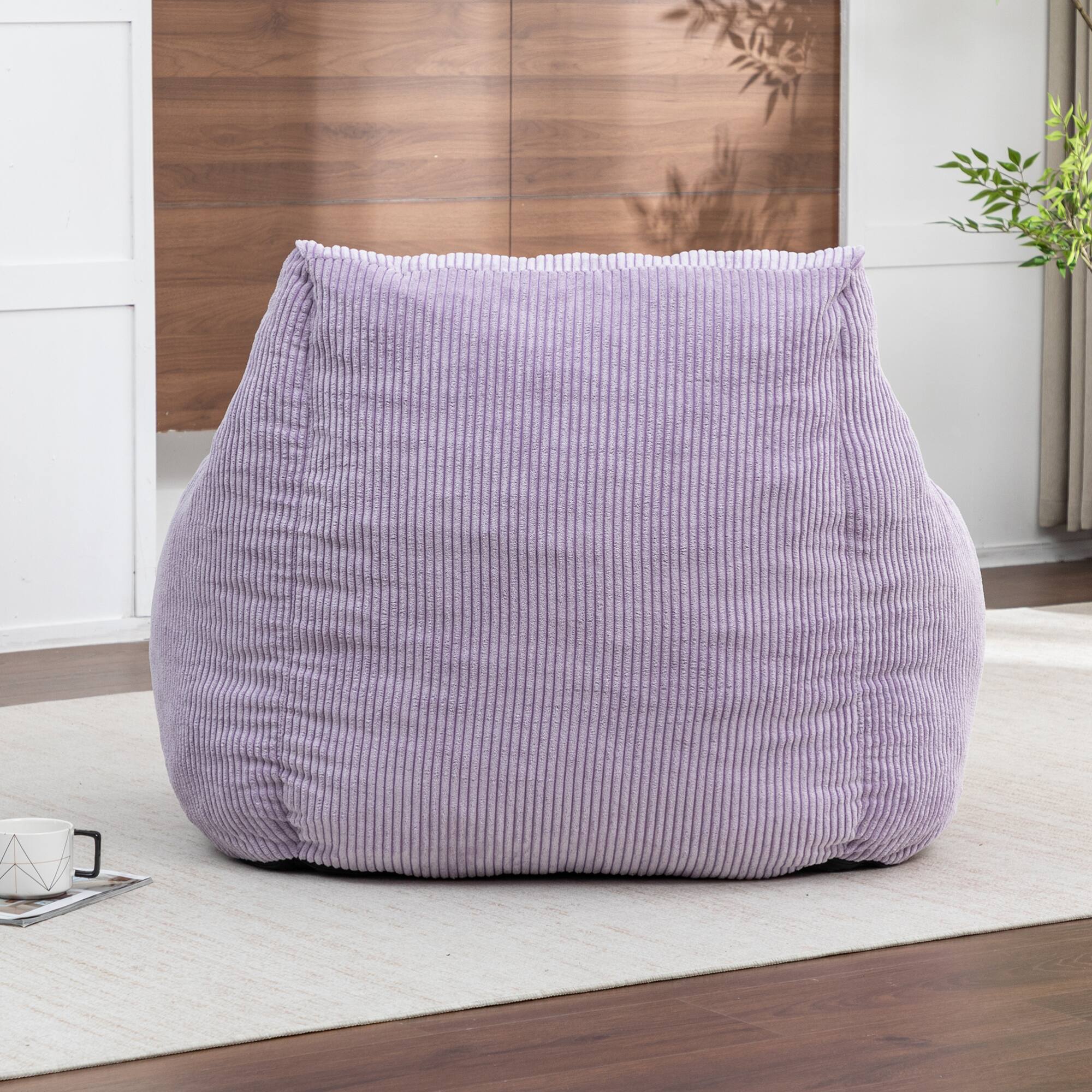 Alt View 5. GOODSILO - Large Corduroy Bean Bag Sofa Chair with Armrests and Included Filler for Living Room and Bedroom - Gray,Purple.
