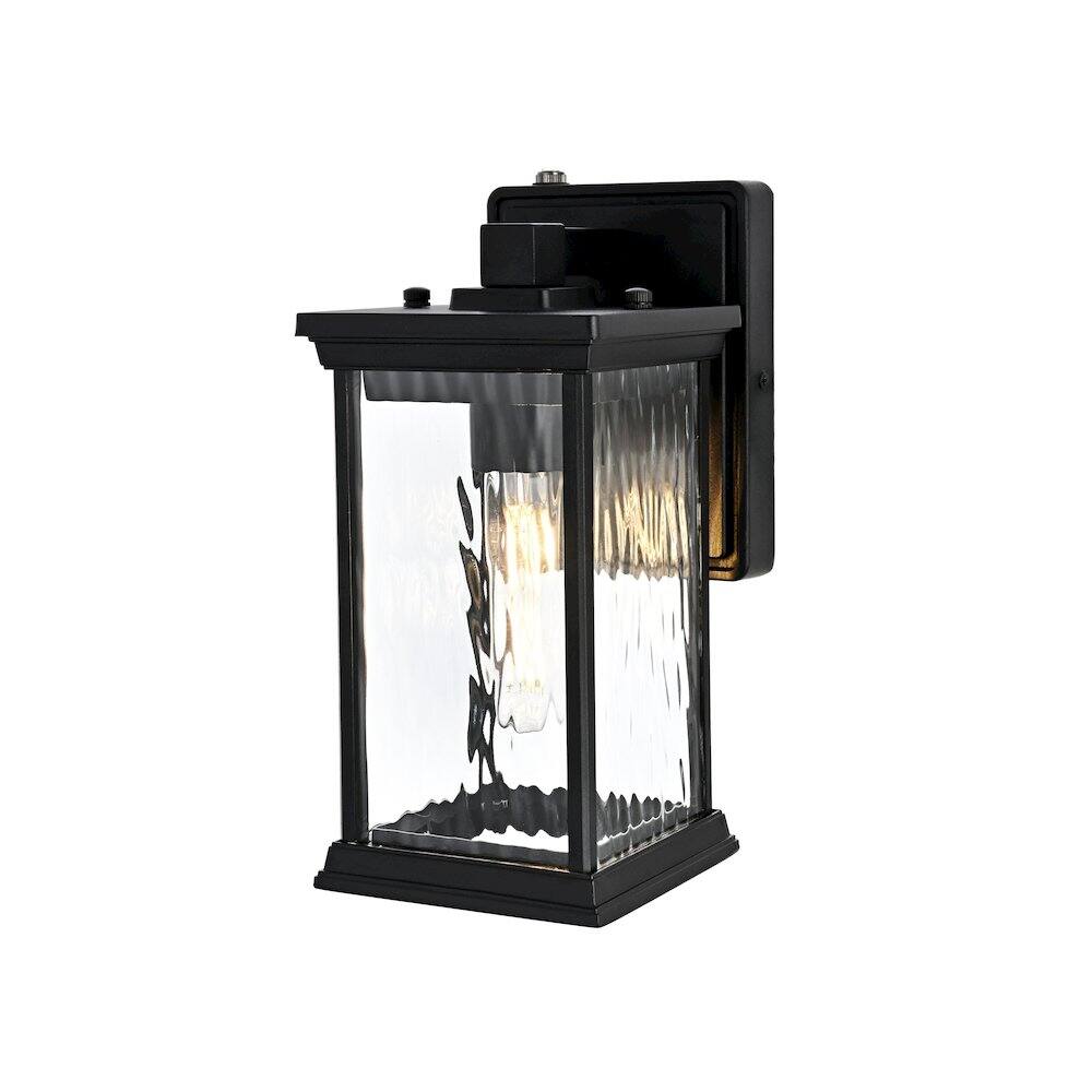 Angle. Elegant Lighting - Mascher 7 inch Outdoor Pendant in Black - Black.