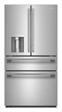 Front. KitchenAid - 29 Cu. Ft. French Door Refrigerator with Exterior Water and Ice and FreshChill - PrintShield Stainless.