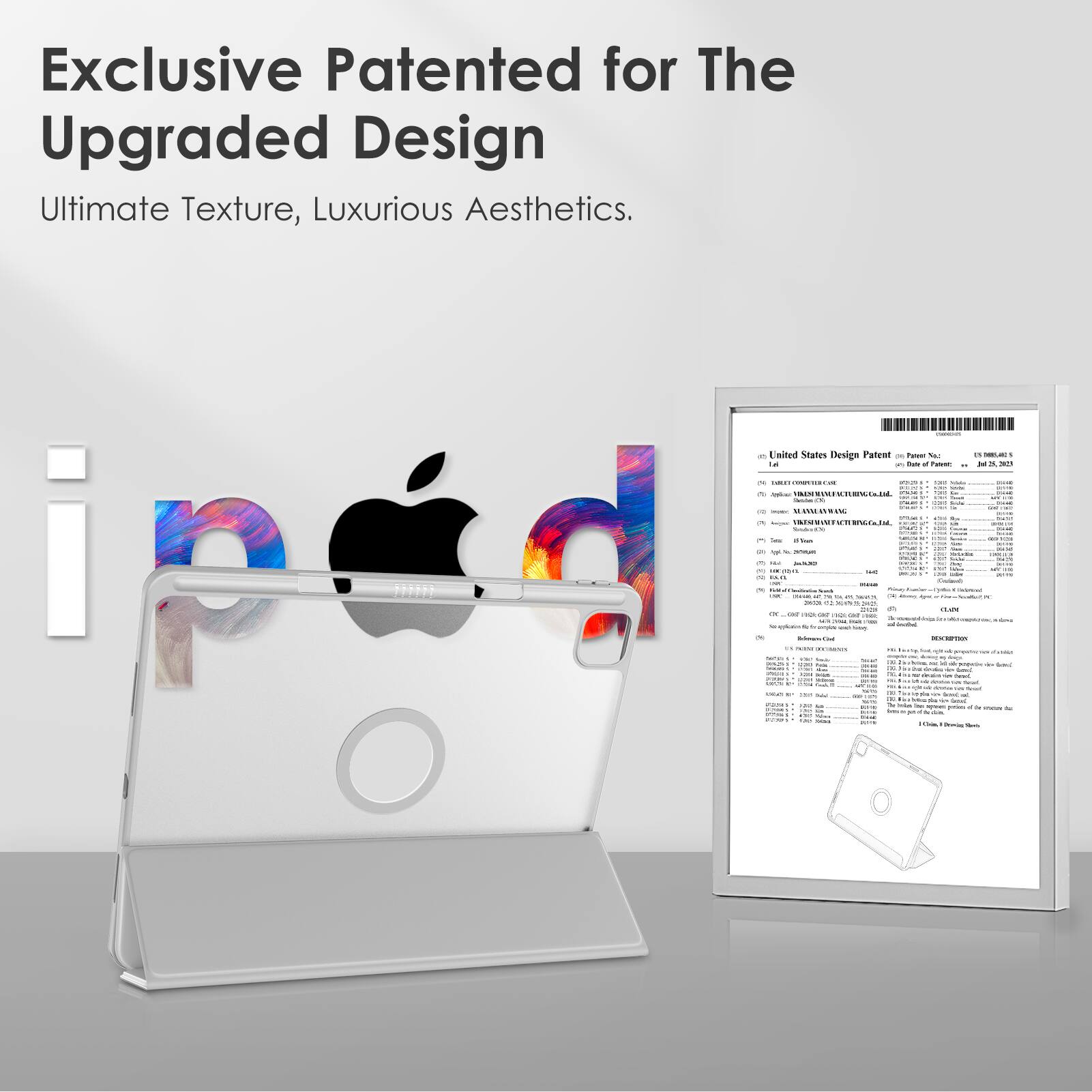 Exclusive Patented for The  
Upgraded Design  
Ultimate Texture, Luxurious Aesthetics.  

United States Design Patent  
Patent No. D893,355  
Date of Patent: July 25, 2023  

Inventor:  
[Name Redacted]  
[Address Redacted]  

Assignee:  
[Company Name Redacted]  
[Address Redacted]  

[Additional details and legal information]