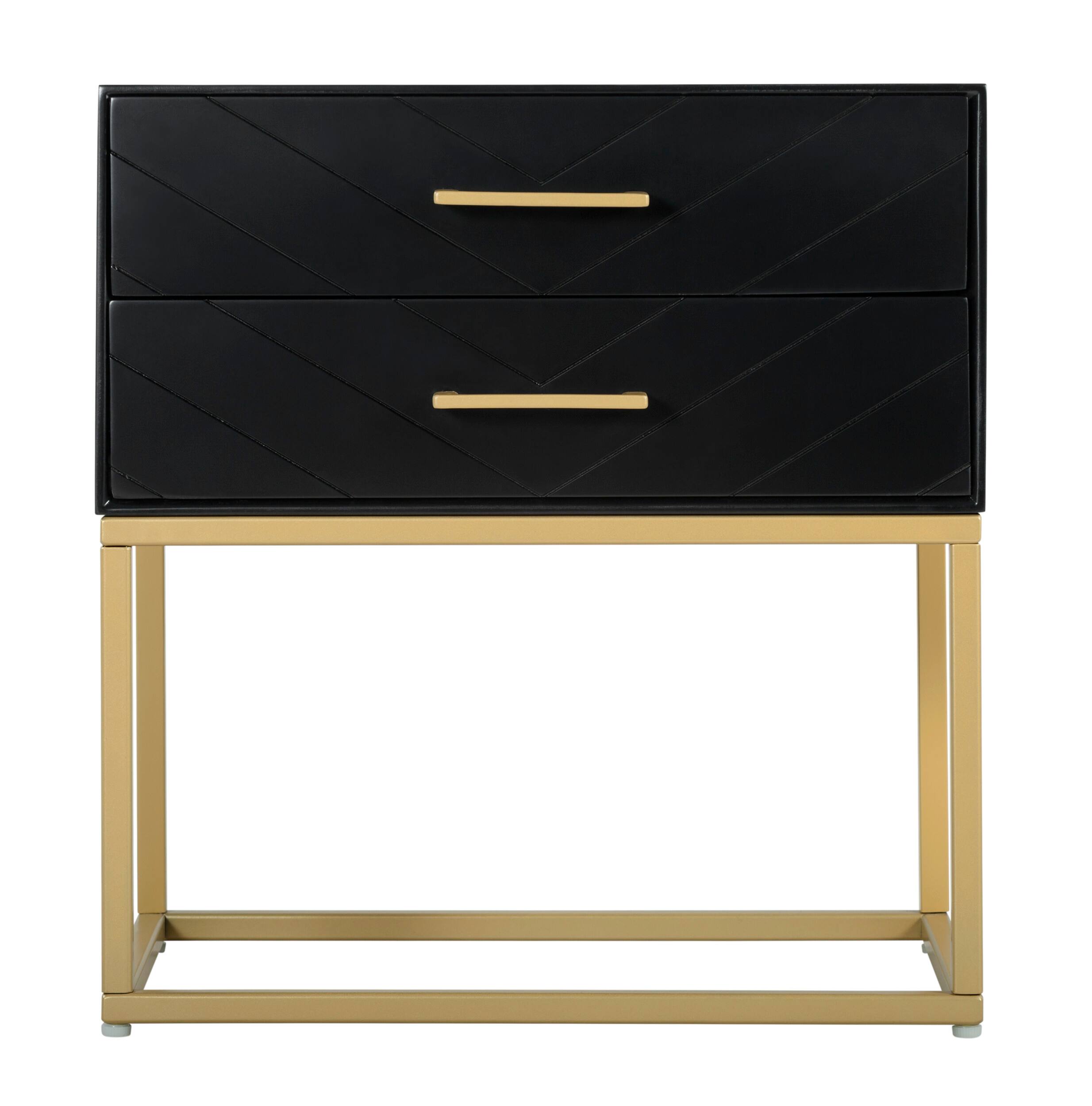 Alt View 17. Tommy Hilfiger - Ellias 2-drawer Bedside Table - Black and Gold.