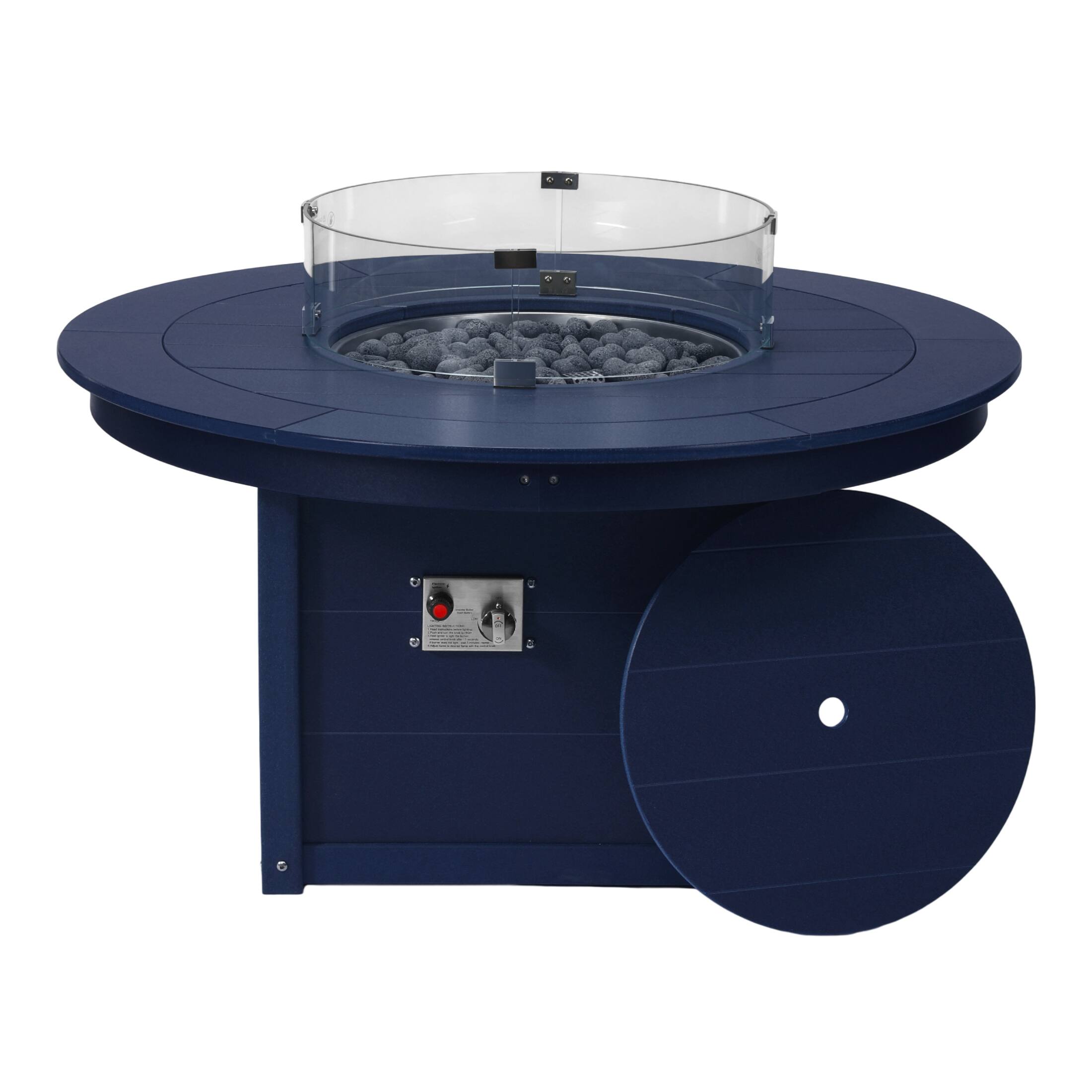 "WestinTrends - Helios 47"" Modern Outdoor 55,000 BTU Patio Propane Round Fire Pit Table - Navy Blue" price history on PriceWatchPro