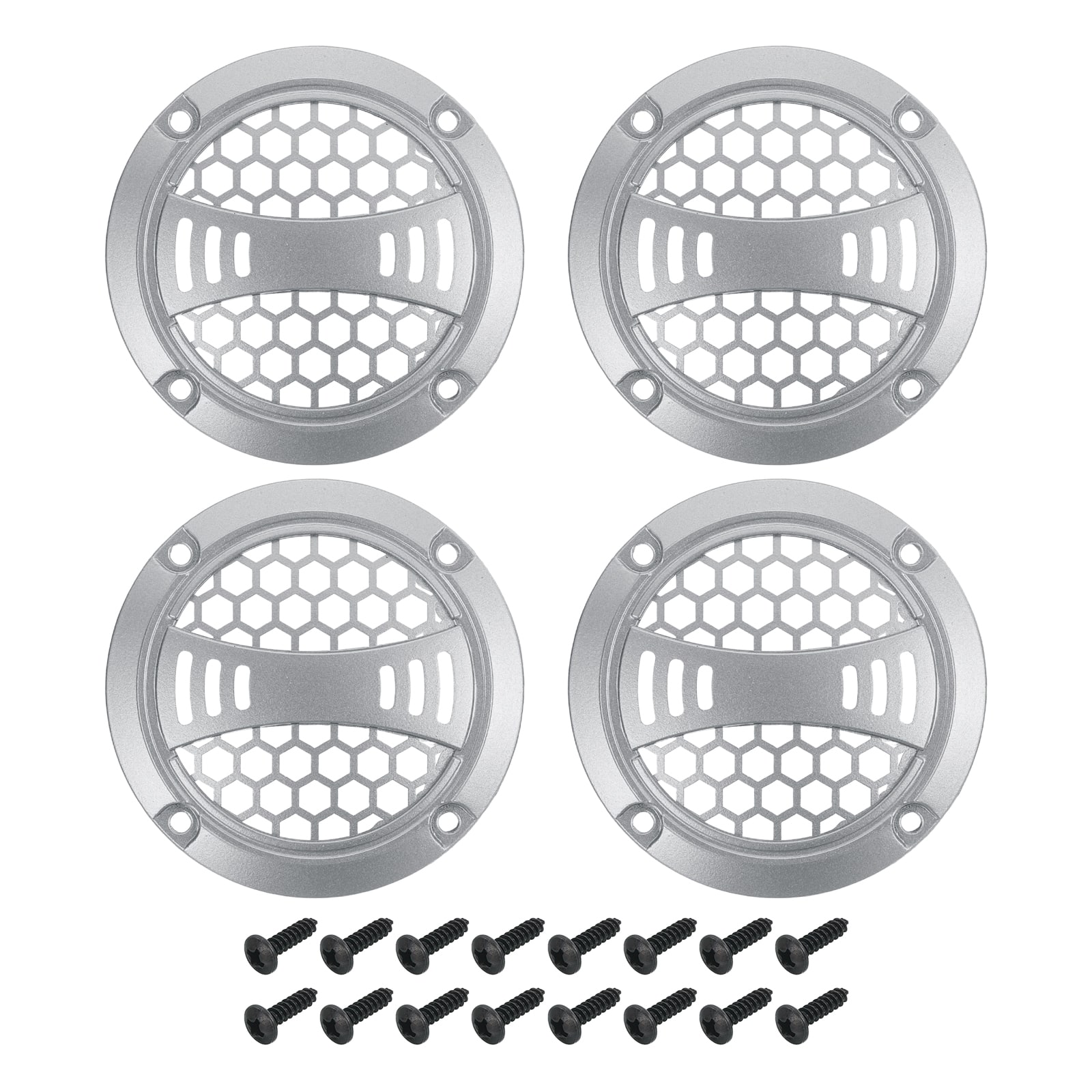 Unique Bargains - 4pcs 2" Speaker Grill Mesh Plastic Woofer Guard Protector Plastic Frame with Screws for Home Audio Car Speaker - Silver Gray