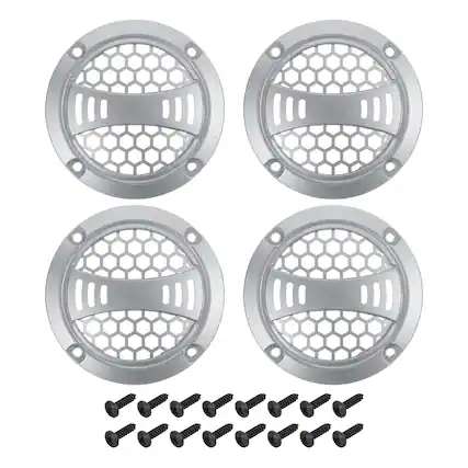 Front. Unique Bargains - 4pcs 2" Speaker Grill Mesh Plastic Woofer Guard Protector Plastic Frame with Screws for Home Audio Car Speaker - Silver Gray.