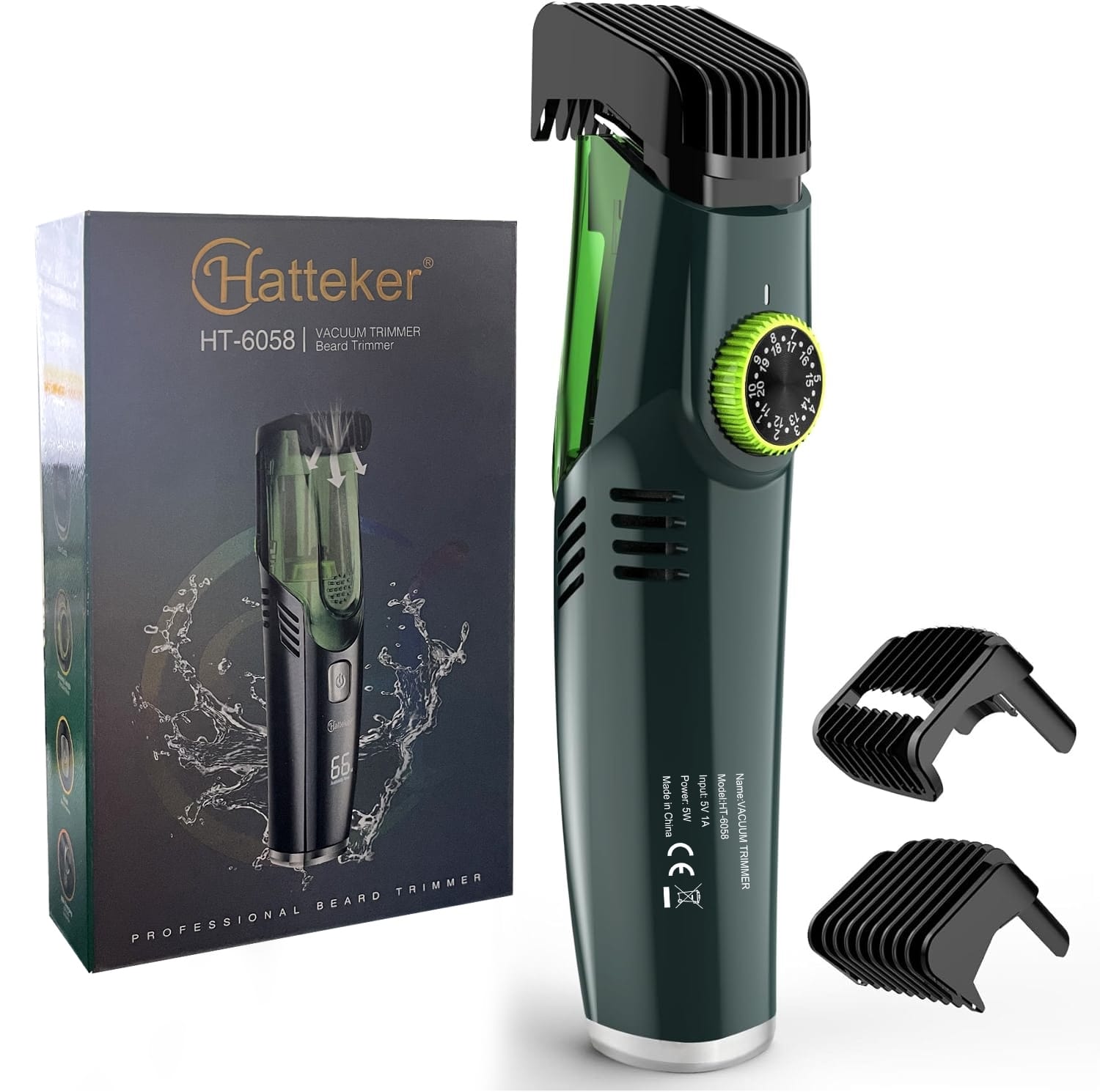 HATTEKER - Vacuum Hair Clipper for Men,IPX6 Waterproof, USB-C Rechargeable Quiet Hair Trimmer 1–20 mm Adjustable Length - Green price history on PriceWatchPro
