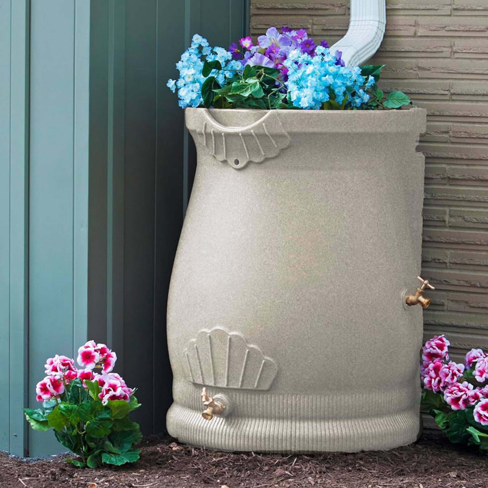 Alt View 2. Good Ideas - Good Ideas Rain Wizard 50 Gallon Plastic Rain Barrel Urn, Sandstone (2 Pack).
