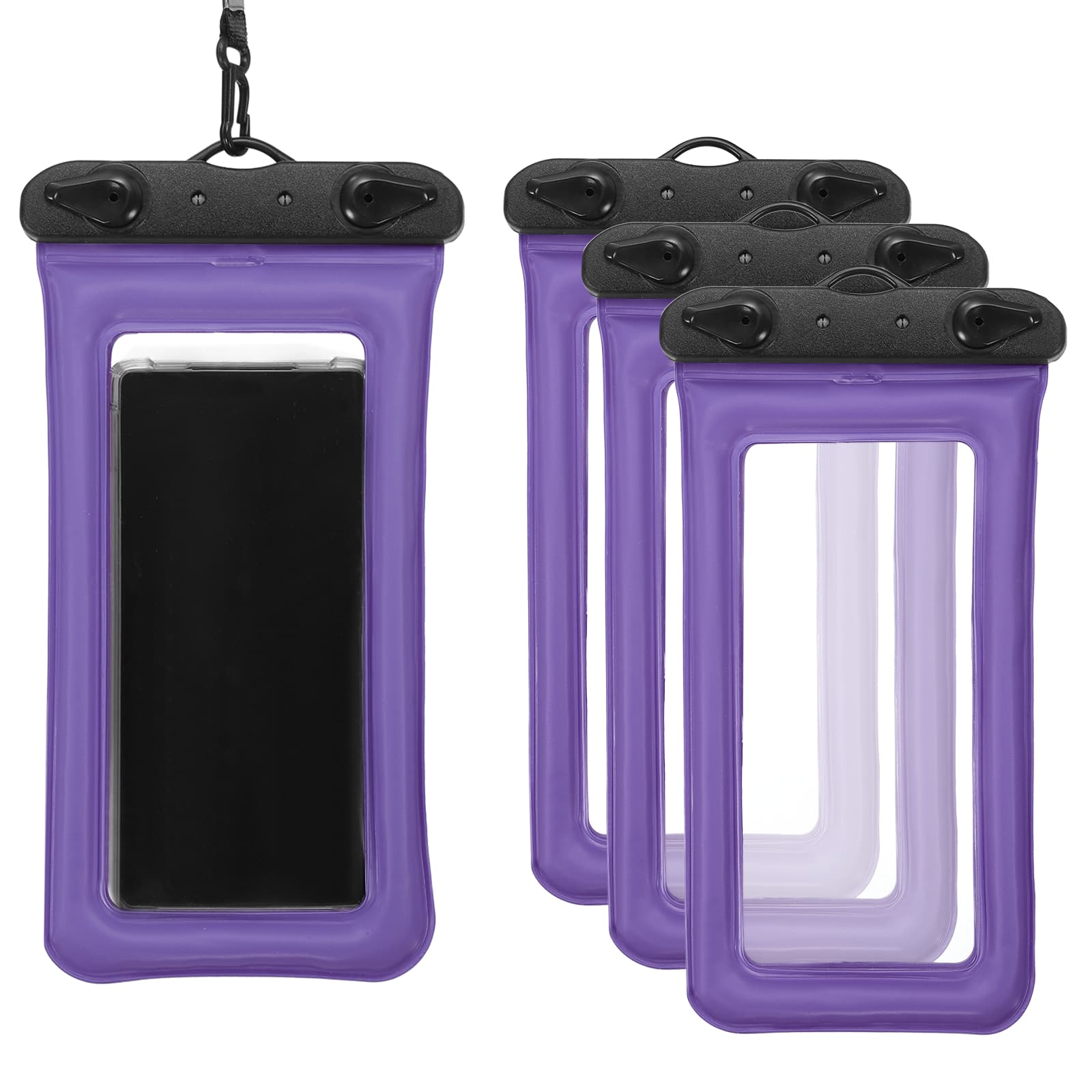 Unique Bargains - 3pcs Waterproof Phone Pouch Floating No Sink Universal Cellphone Dry Bag for Kayaking Beach Swimming Hiking - Purple