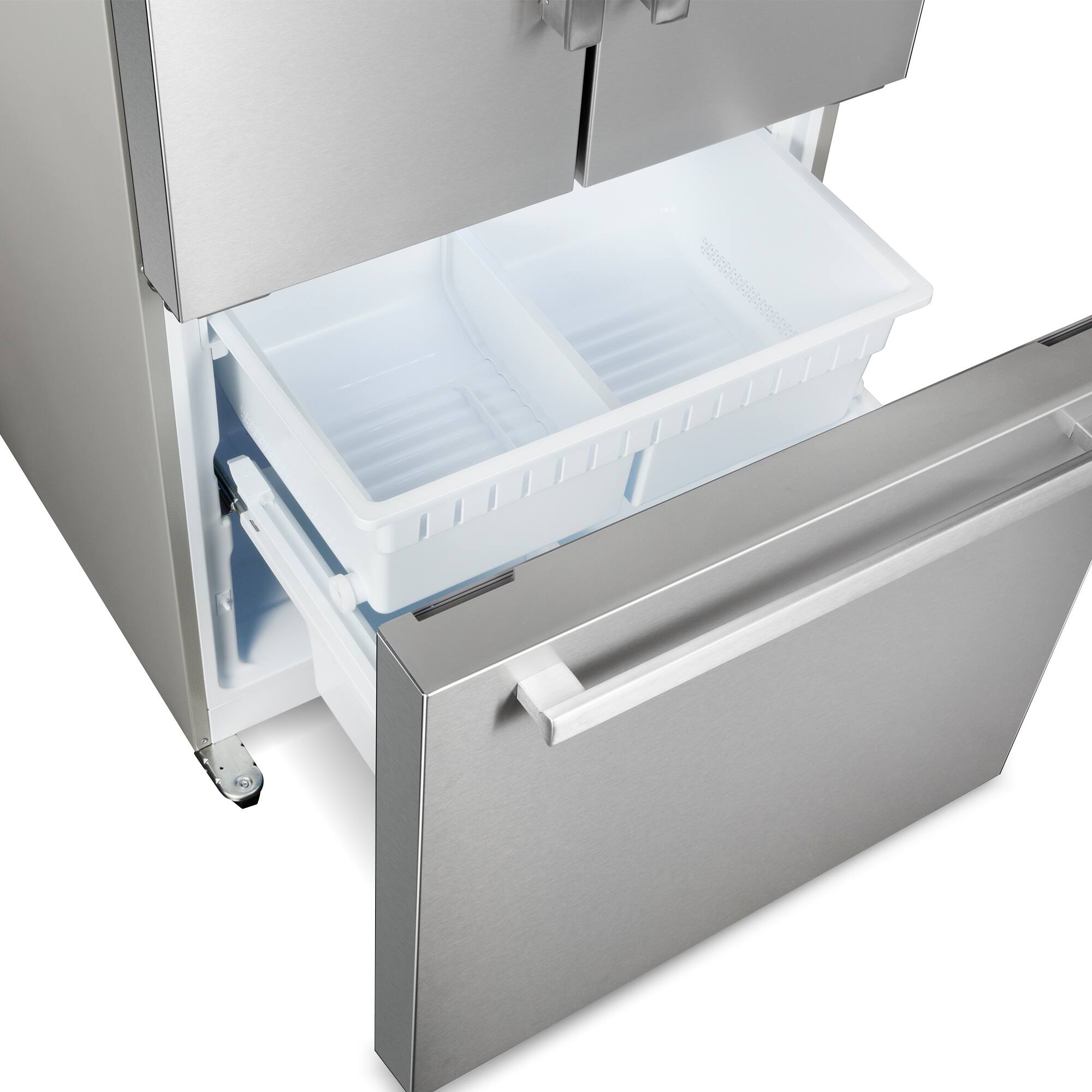 Alt View 5. COSMO - COS-RFFV183GHS 30 in. 17.5 cu. ft. Counter Depth 3-Door French Door Refrigerator with Freezer Drawer - Stainless Steel.