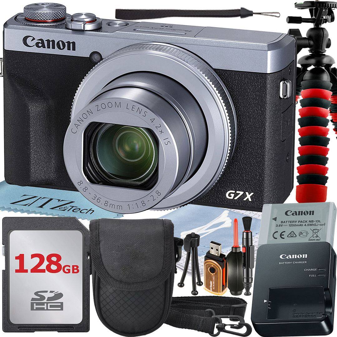 Canon - PowerShot G7 X Mark III Digital Camera with 128GB Card + ZeeTech Advanced Bundle (International Version) - Silver