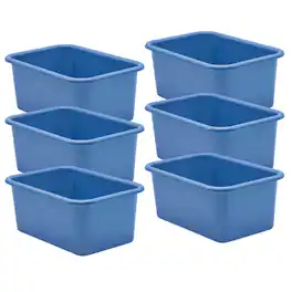 Teacher Created Resources - Slate Blue Small Plastic Storage Bin, Pack of 6