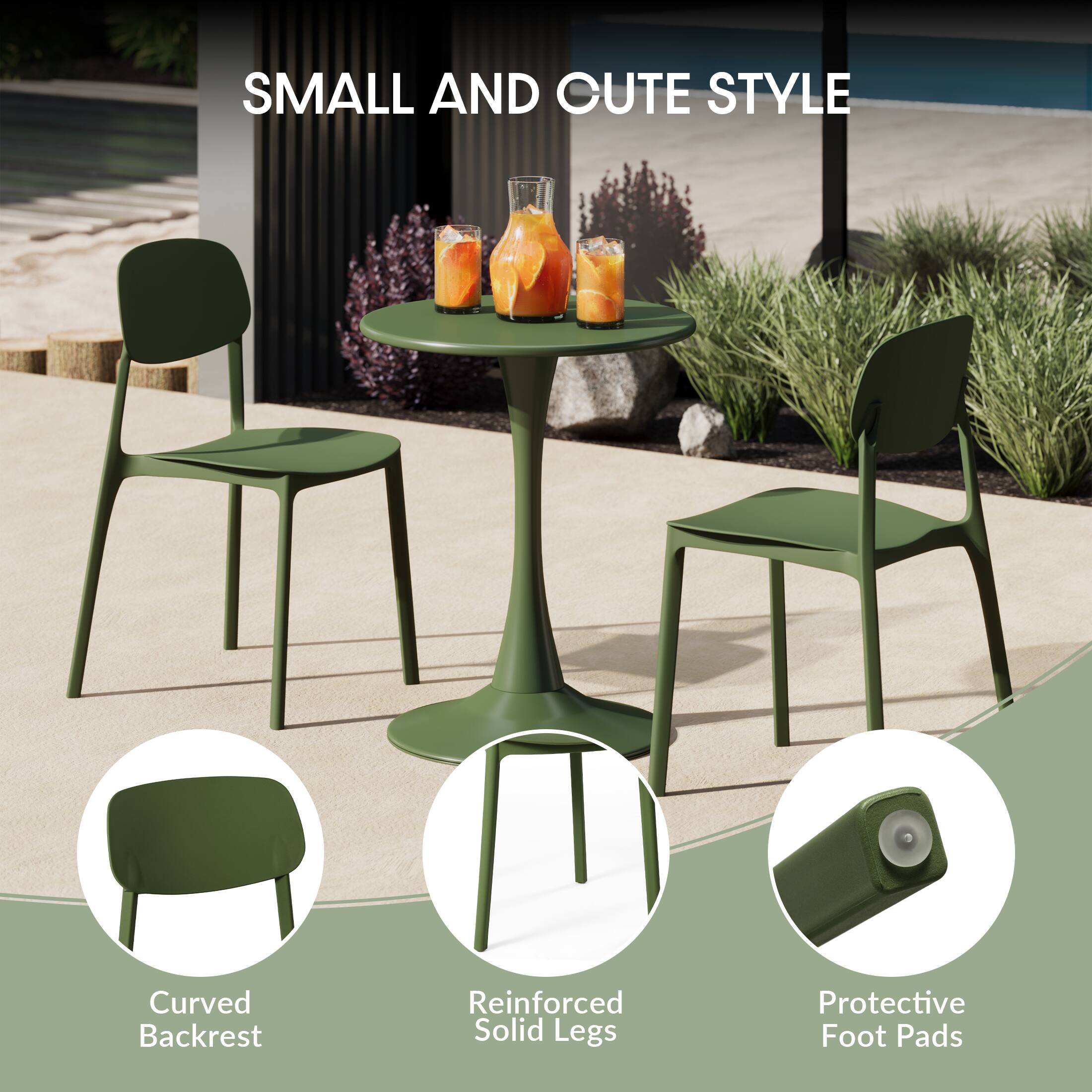 SMALL AND CUTE STYLE

- Curved Backrest
- Reinforced Solid Legs
- Protective Foot Pads