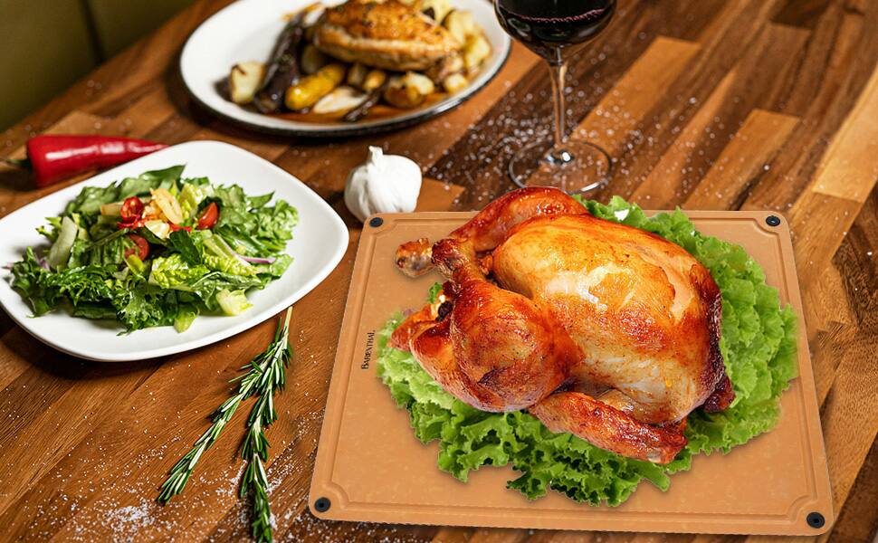 Alt View 2. Hansmart - Barenthal 2pk Pine fiber Cutting Board Family Sized Durable Antibacterial Mildew Resistant Easy to Clean Dishwasher Safe - Pine wood color.