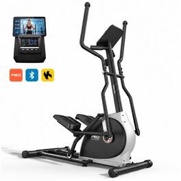 FED Fitness - Elliptical Machine, Compact Elliptical with 12° Incline 18.5IN Long Stride, 16 Levels Resistance, 500LBS Capacity - Black/Silver