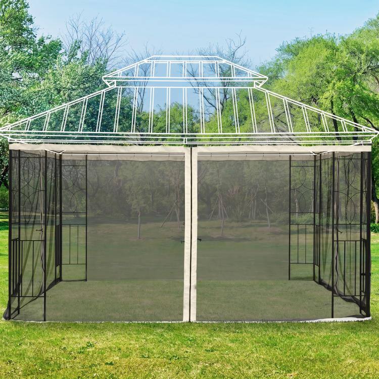 Alt View 2. PULUZ - Replacement Mesh Sidewall Netting for 9.8' x 13.1' Gazebos and Canopy Tents with Zippers, (Sidewall Only) - Cream.