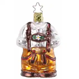 Inge Glas - Heirlooms Oktoberfest Lederhosen German Blown Glass Christmas Ornament FREE BOX - Brown