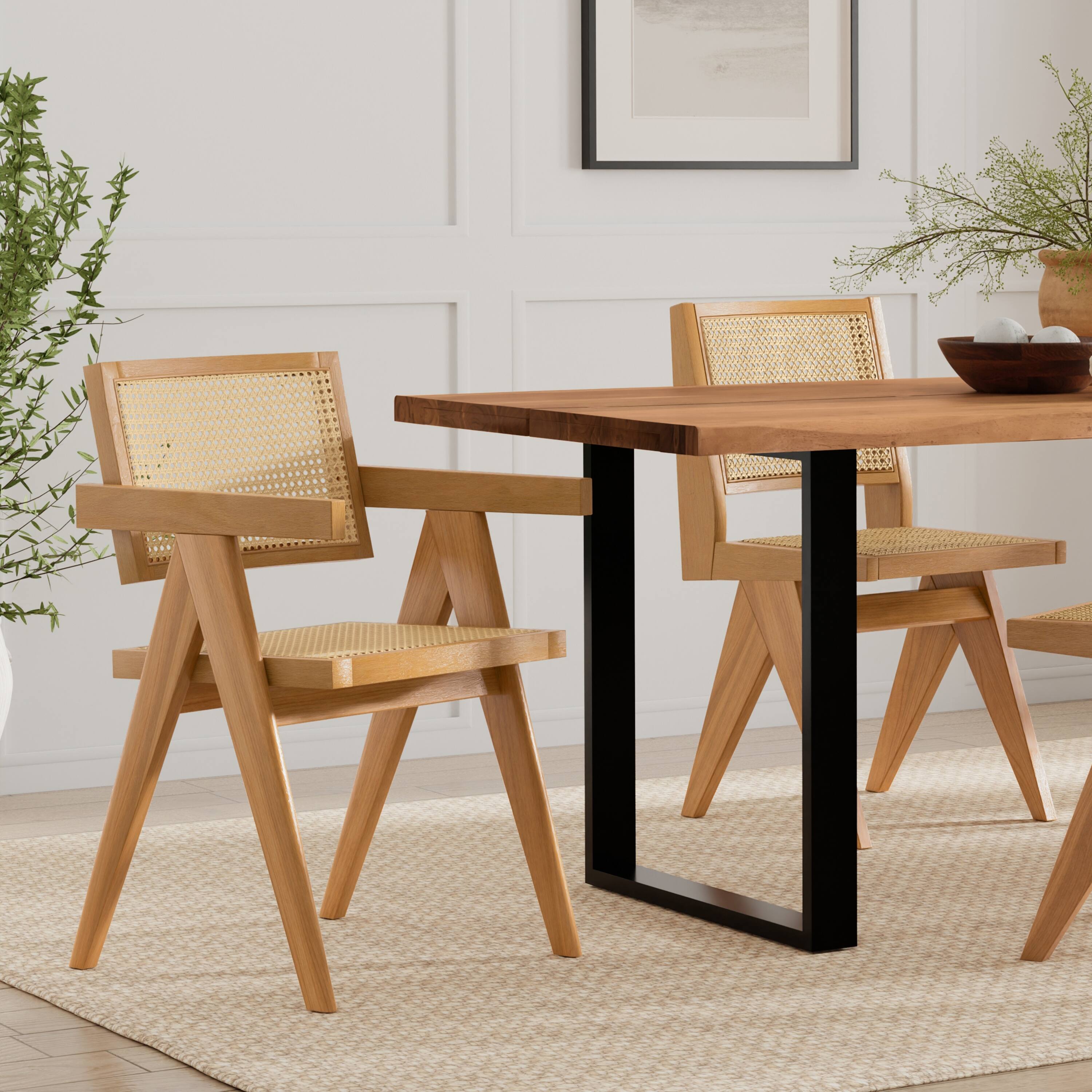 Angle. Simpli Home - Regina Dining Armchair (Set of 2) in Natural - Natural.