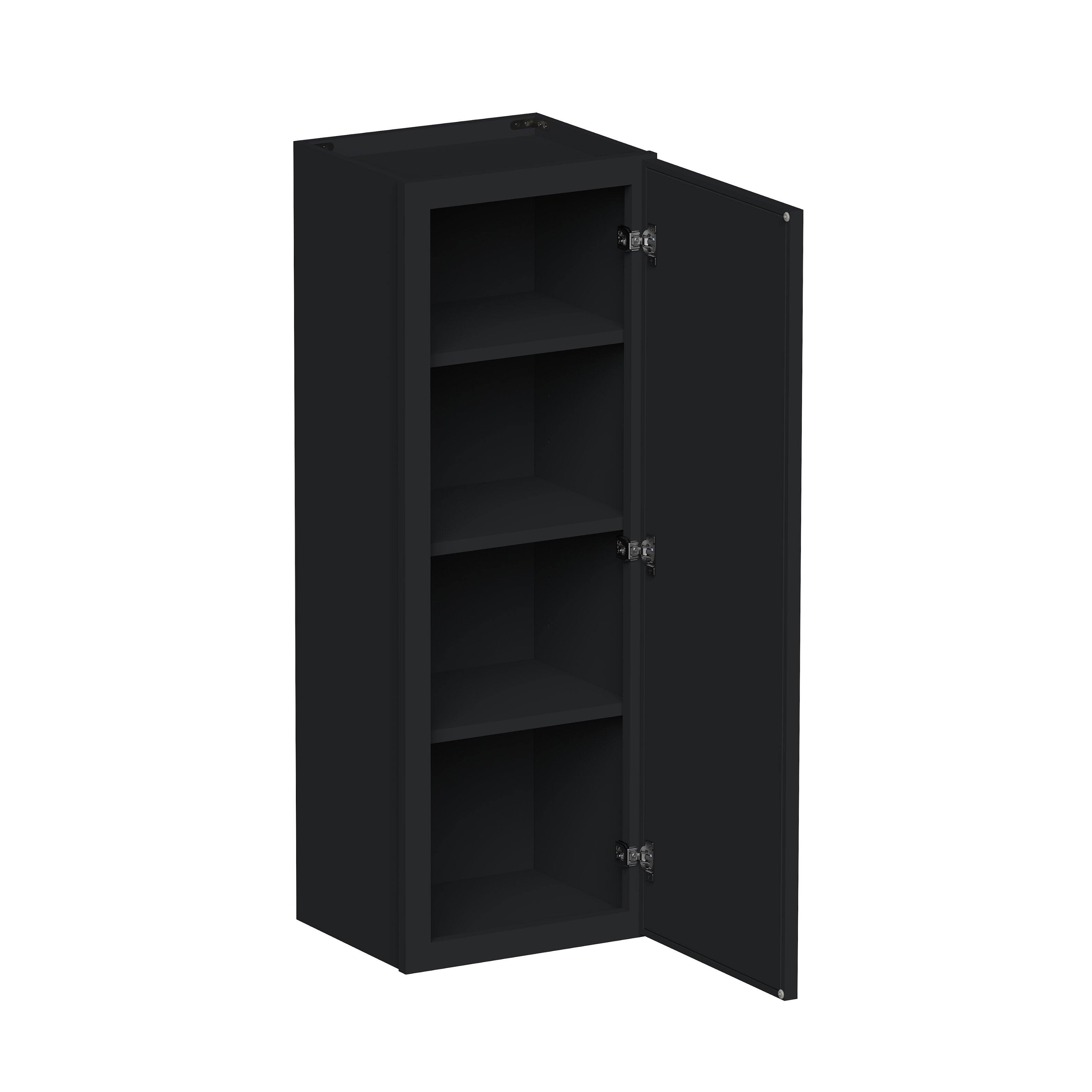 Angle. Boyel Living - 15-in W x 42-in H x 12-in D Shaker RTA Kitchen Wall Cabinet with Soft-Close - Black.