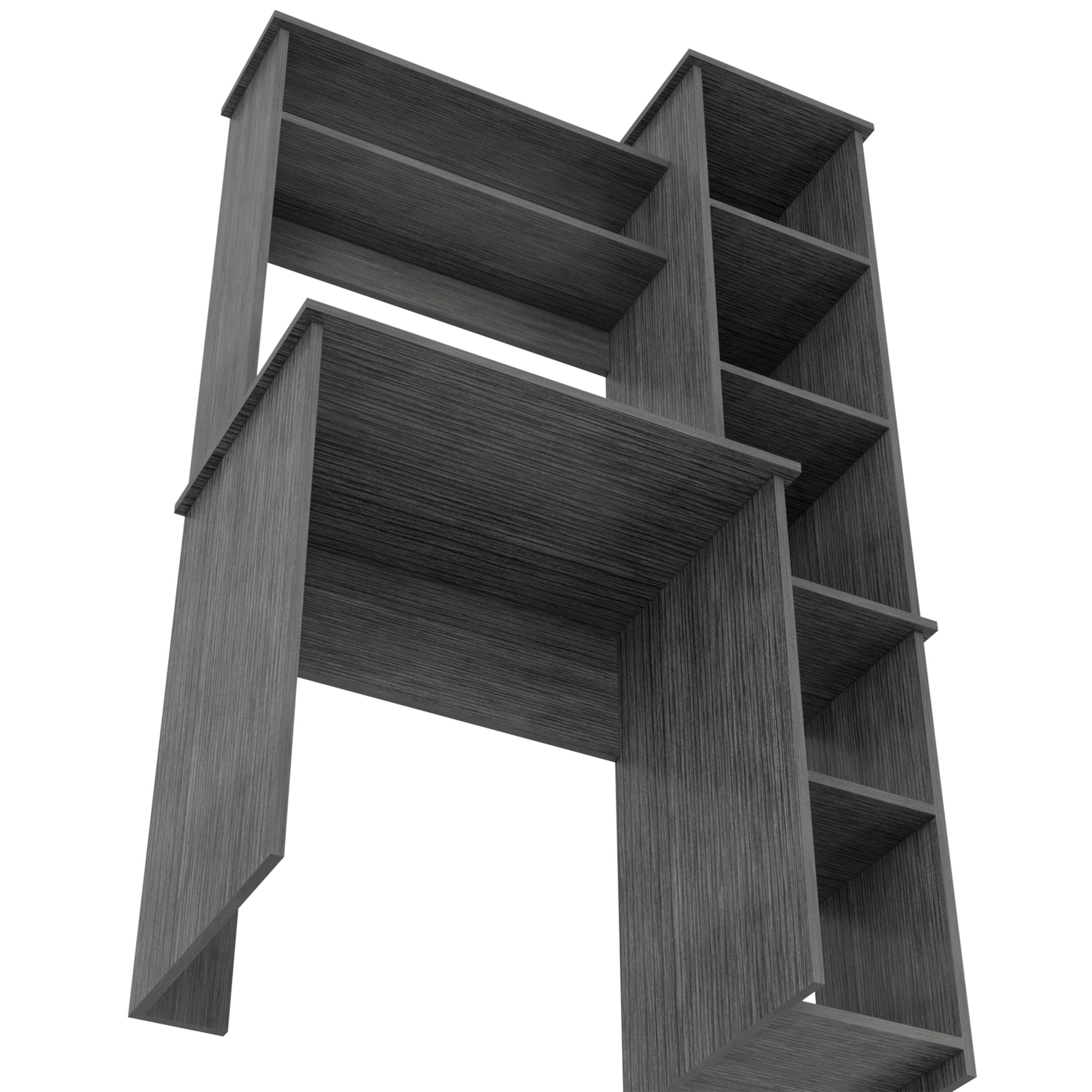 Alt View 2. Spaco - Spaco Computer Writing Desk with 5 Cubbies, 3 Tier Shelves, 21 Inch Monitor Space, Home Office Study Writing Table - Gray.