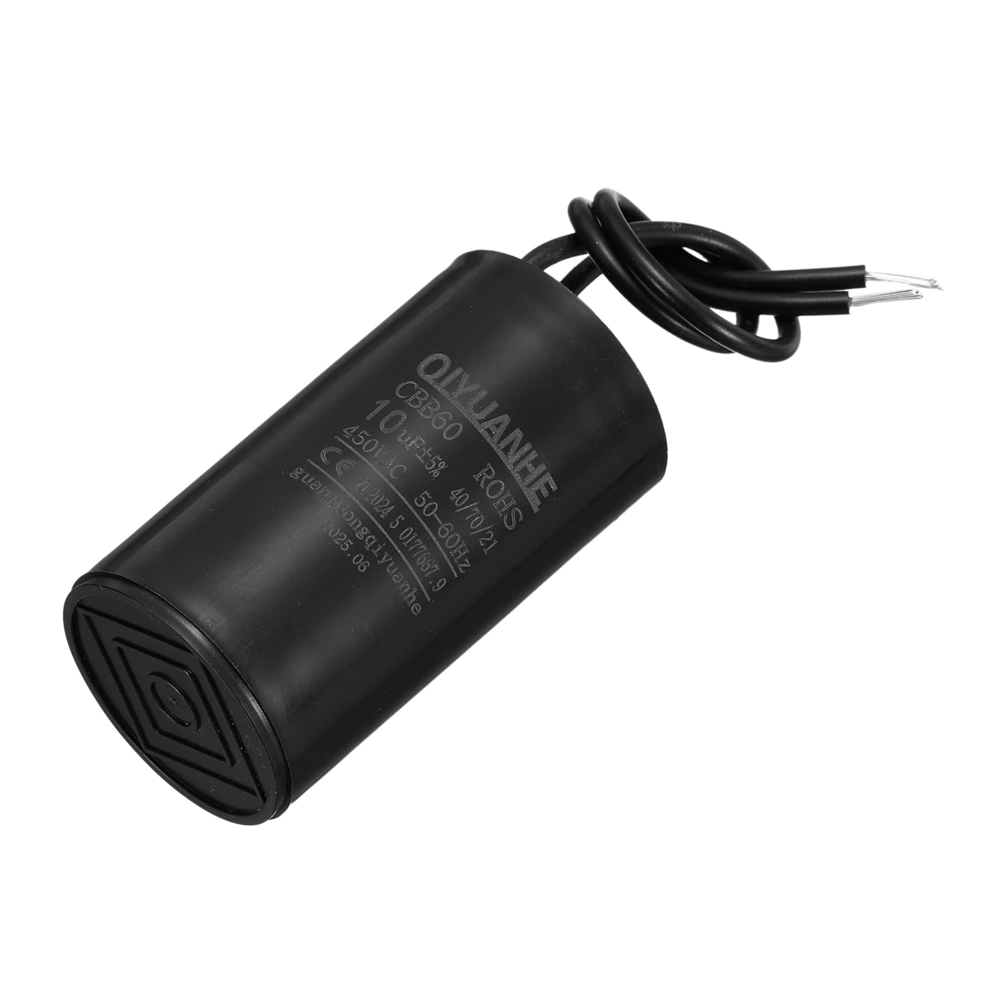 Unique Bargains - 10uF CBB60 Run Capacitor, AC 450V 2 Wires 50/60Hz Cylinder 34x60mm for Air Compressor, Water Pump - Black price history on PriceWatchPro