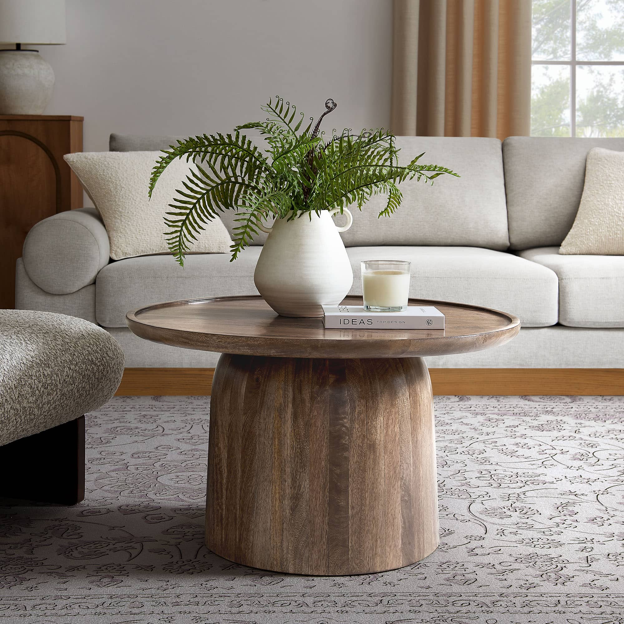 Holloway 30" Round Wood Coffee Table by Modway - Walnut