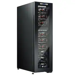 KingChii - 24-Bottle Dual Zone Wine Cooler Refrigerator with Digital Temperature Control and Low Noise Compressor - Black