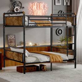 GOODSILO - Convertible Twin XL Metal Bunk Bed with Safety Guard Rails and Industrial Design - Black