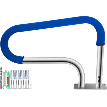 Front. VEVOR - Pool Handrail, 32 x 22.5 Swimming Pool Stair Rail, 304 Stainless Steel Stair Pool Hand Rail Rated 375lbs Load Capacity - Silver.