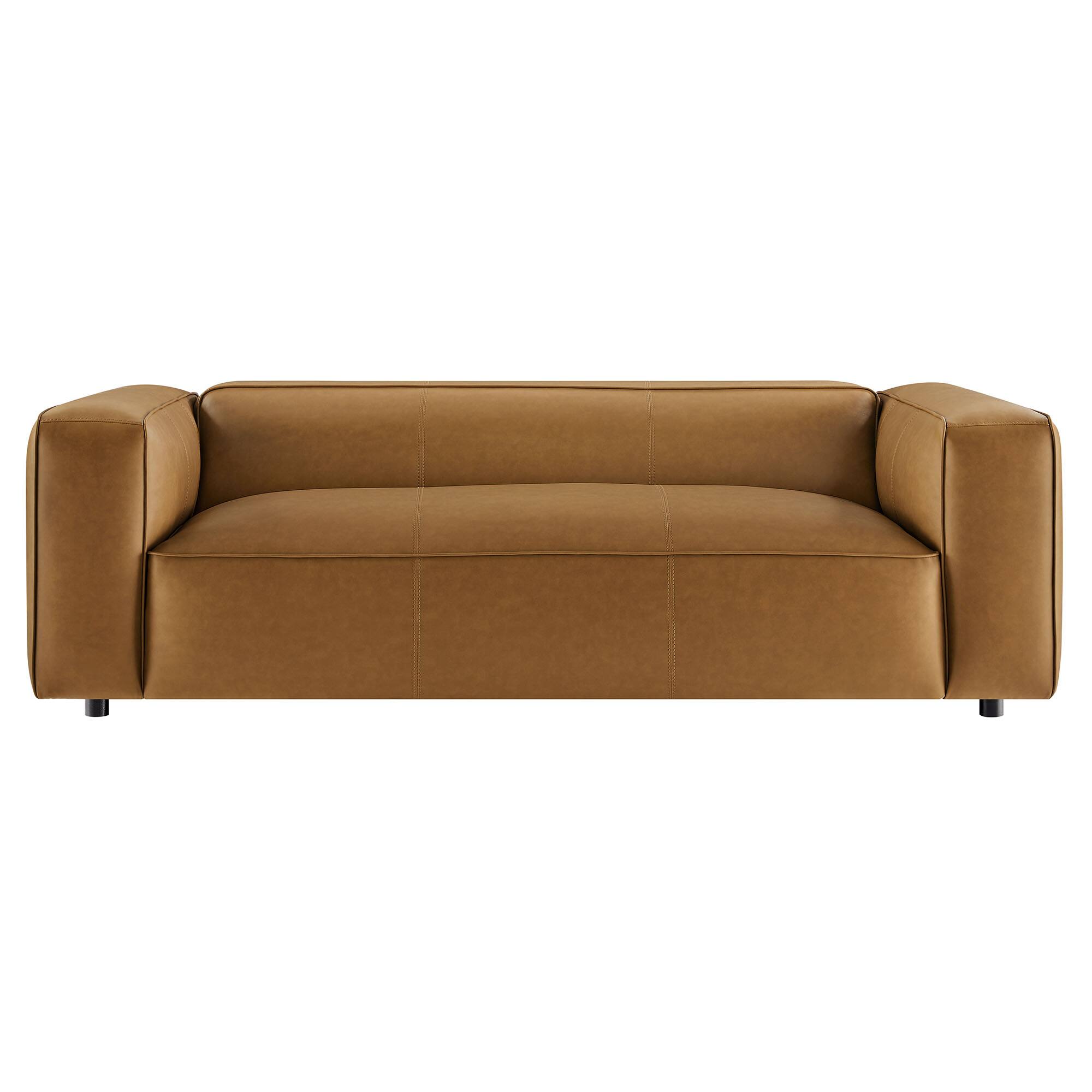 Alt View 2. Modway - Auren Upholstered Vegan Leather Sofa by Modway - Brown.