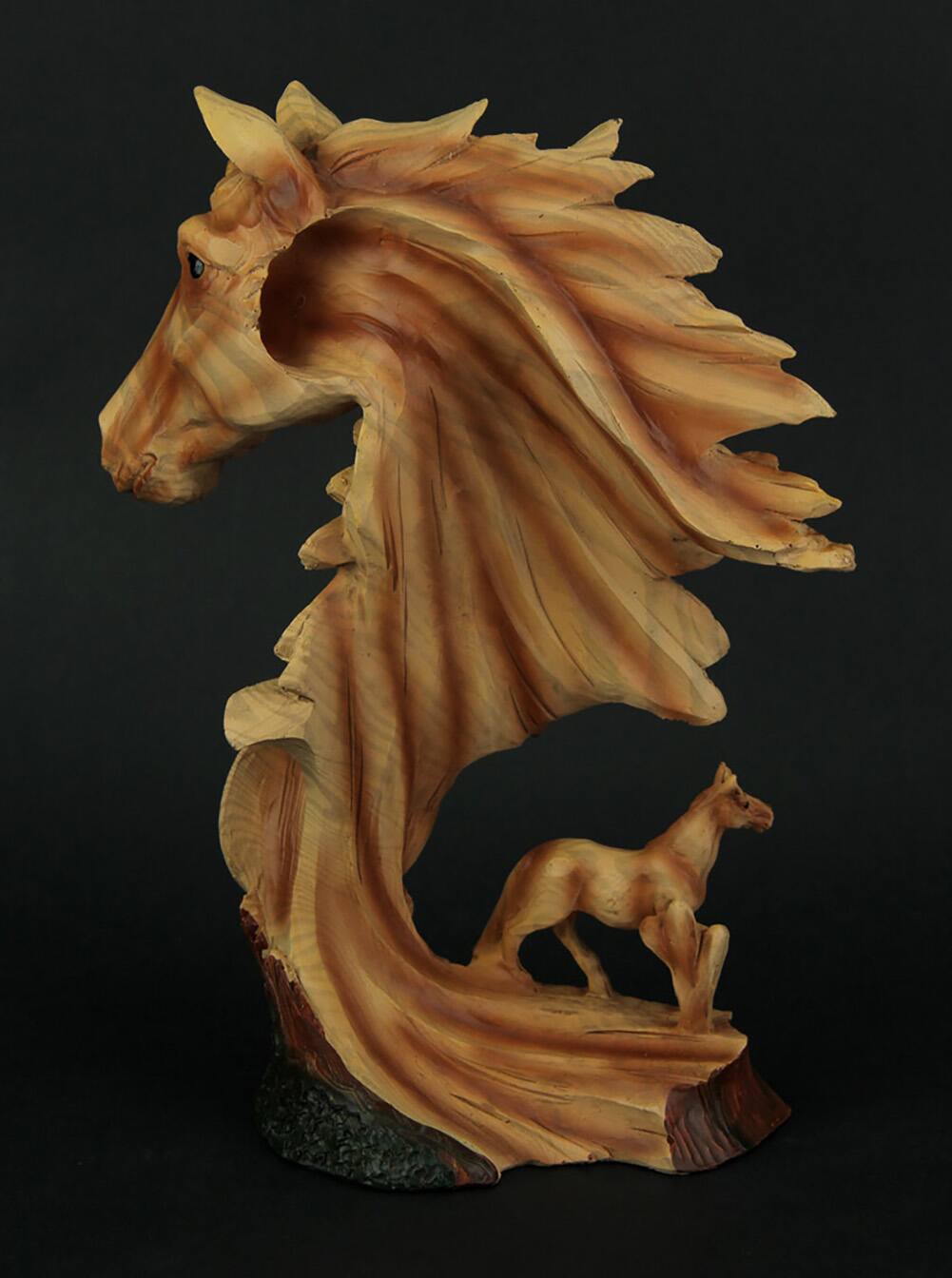 Alt View 2. Everspring Import Co. - Western Horse and Native American Chief Carved Wood Look Bust Statue - Tan.