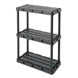 Gracious Living - 3 Shelf Knect-A-Shelf Fixed Height Light Duty Storage Unit,Black - 3 Shelf - Black