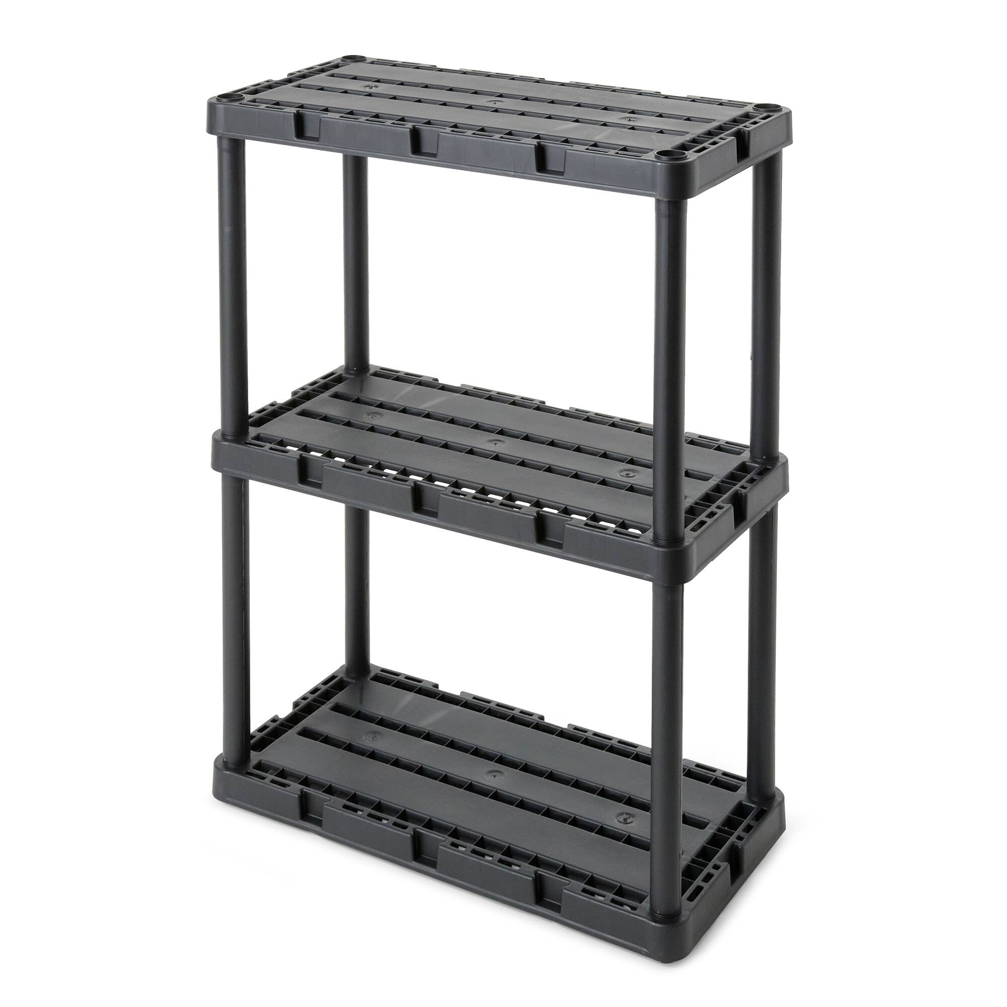 Gracious Living - 3 Shelf Knect-A-Shelf Fixed Height Light Duty Storage Unit,Black - 3 Shelf - Black