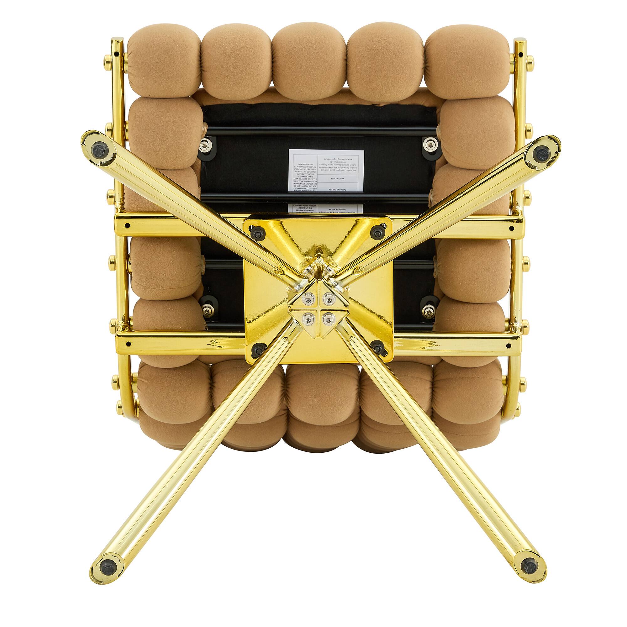 Alt View 10. Loheer - Loheer Swivel Dining Chair Tufted Upholstered Armless Accent Chair for Dining Room Home Office, Gold Legs, 1.63 ft - Brown,Gold.