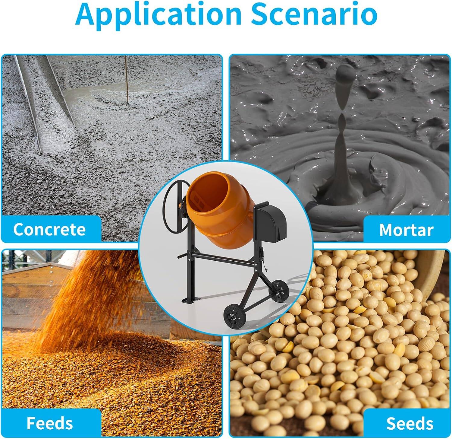 Application Scenario

- Concrete
- Mortar
- Feeds
- Seeds