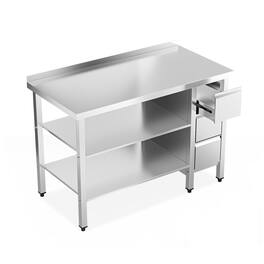 Winado - 47" x 24" Stainless Steel Table with Drawers, Backsplash, Undershelf for Home Kitchen Restaurant Hotel Garage Warehouse - Silver