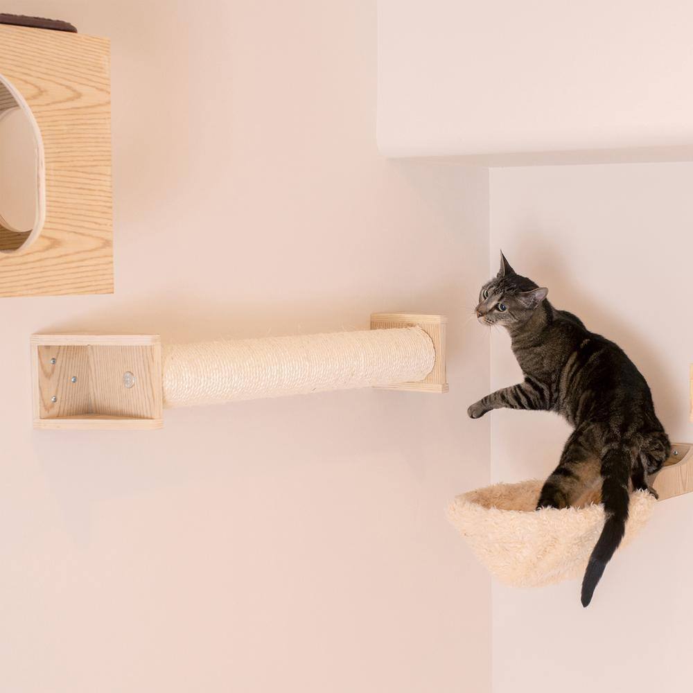 Left. Armarkat - Real Wood Wall Series Scratching Post - Beige.