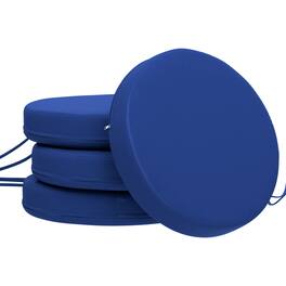 Outsunny - Chair Cushions Set of 4 Round Seat Cushions for Dining Bistro Chairs Machine Washable, 15" x 15" x 3" - Blue