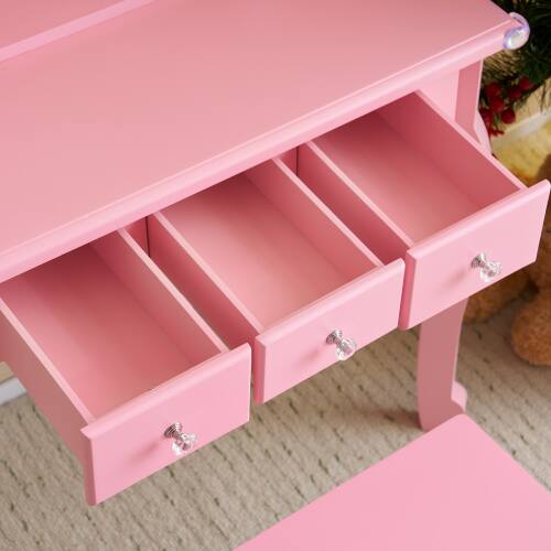 Alt View 3. Winado - Little Kids Girls Vanity Table Set Makeup Dressing Desk with Stool & Mirror with 3 Drawers for Christmas Birthday Gift - Pink.