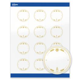 Avery - Avery® Labels, 2" Diameter, Glossy Gold Christmas Trees - White