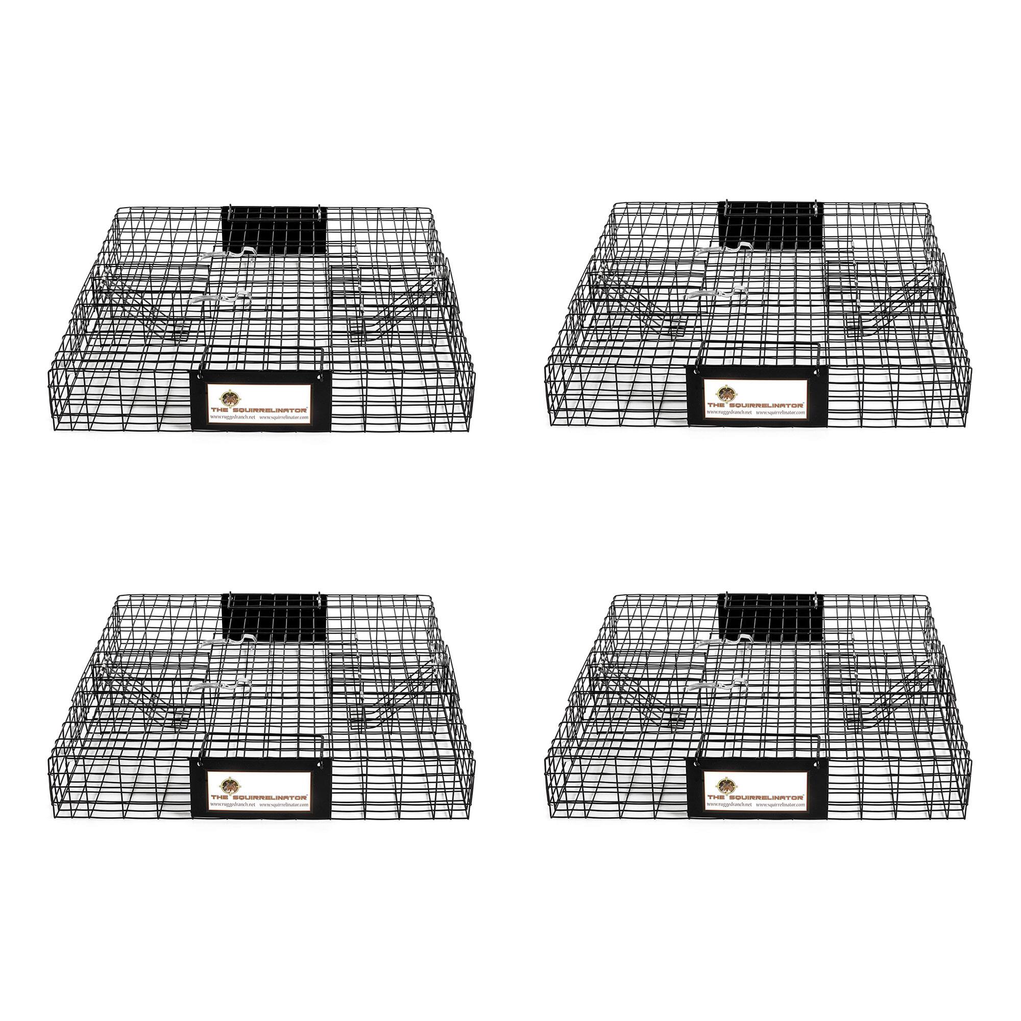 Front. Rugged Ranch Products - Rugged Ranch Squirrelinator Squirrel Chipmunk Metal 2 Door Trap Cage (4 Pack) - Black.