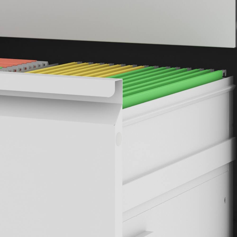 Alt View 9. Loheer - Loheer 2 Drawer Lateral File Cabinet with Lock White Metal Filing Cabinet for Home Office Steel Wide Horizontal Storage.