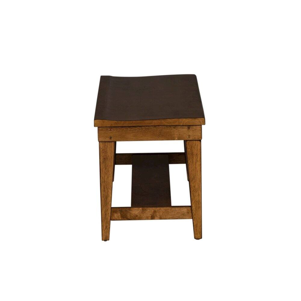 Left. Liberty Furniture Industries - Hearthstone Ridge Bench (RTA) in Tobacco - Brown.